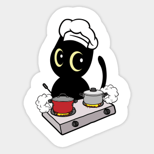 Funny black Cat is cooking Sticker